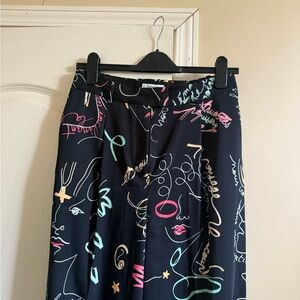 Babaton Black dress pants with Colorful Graphic Print